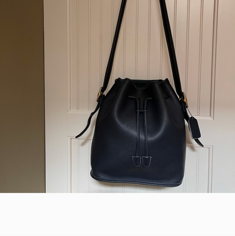 Navy Blue  Coach Bucket Bag